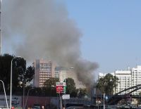 Пожар в центре Тель-Авива, в районе комплекса минобороны